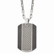 Stainless Steel Brushed & Polished Black IP Grey CarbonFiber Inlay Necklace