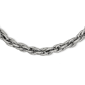 Stainless Steel Polished Textured Fancy Rope 24in Necklace