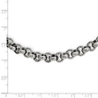 Stainless Steel Polished Textured Link 24in Necklace