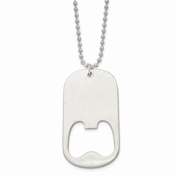 Stainless Steel Brushed Functional Bottle Opener 22in Necklace