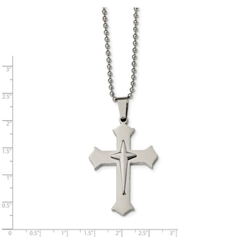 Stainless Steel Polished Cross 24 inch Necklace