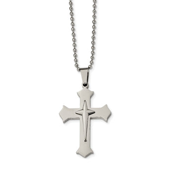 Stainless Steel Polished Cross 24 inch Necklace