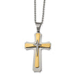 Stainless Steel Polished Yellow IP-plated 22inch Cross Necklace