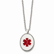 Stainless Steel Polished Enameled Oval Medical Charm Necklace