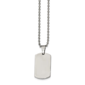 Stainless Steel Brushed & Polished 1.85mm Reversible Dog Tag Necklace