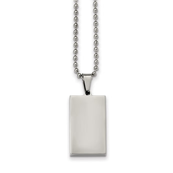 Stainless Steel Brushed&Polished 3.85mm Rvsble Rectangle DogTag Necklace