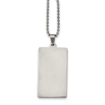 Stainless Steel Brushed & Polished Squared 2.0mm Dog Tag Necklace