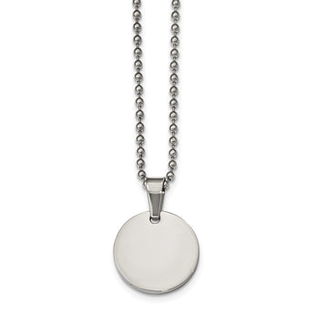 Stainless Steel Brushed & Polished Round 2.0mm Dog Tag Necklace