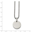 Stainless Steel Brushed & Polished Round 4.0mm Dog Tag Necklace