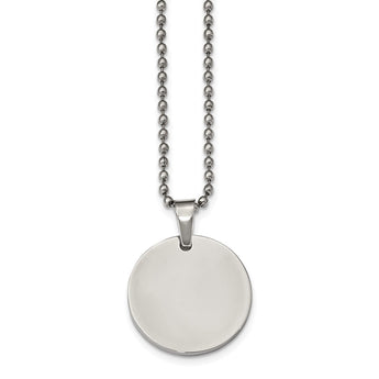 Stainless Steel Brushed & Polished Round 2.0mm Dog Tag Necklace