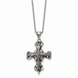 Stainless Steel Polished with Black Oil and Black Glass Cross Necklace