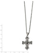 Stainless Steel Polished with Black Oil and Black Glass Cross Necklace