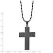 Stainless Steel Brushed Black IP-plated Black CZ Cross Necklace