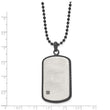 Stainless Steel Brushed/Polished Studded Black IP-plated Black CZ Dogtag Ne