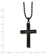 Stainless Steel Brushed/Polished Black IP-plated Cross Necklace