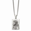 Stainless Steel Antiqued and Polished Jesus Necklace