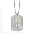Stainless Steel Matte Finish Lion's Head 24 inch Necklace