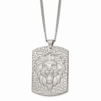 Stainless Steel Matte Finish Lion's Head 24 inch Necklace