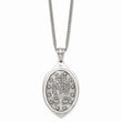 Stainless Steel Antiqued and Polished Miraculous Medal 22in Necklace