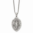 Stainless Steel Antiqued and Polished Miraculous Medal 22in Necklace