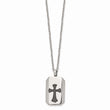 Stainless Steel Polished Black IP-plated Laser cut Cross 22 inch Necklace