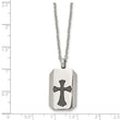 Stainless Steel Polished Black IP-plated Laser cut Cross 22 inch Necklace