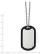 Stainless Steel Brushed/Mirrored Removeable Black Rubber 24in Dog Tag Neck