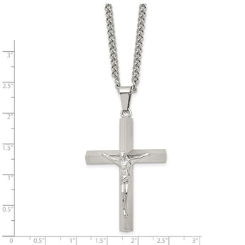 Stainless Steel Polished Crucifix 24 inch Necklace