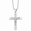 Stainless Steel Polished Laser cut 22 inch Crucifix Necklace