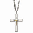 Stainless Steel Polished Yellow IP-plated 24 inch Crucifix Necklace