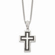 Stainless Steel Antiqued and Polished 24 inch Cross Necklace