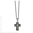 Stainless Steel Antiqued and Polished 24 inch Cross Necklace