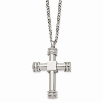 Stainless Steel Polished Cross 24 inch Necklace