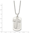 Stainless Steel Polished and Textured Cross and Dog tag Necklace