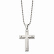 Stainless Steel Brushed and Polished Cross Necklace