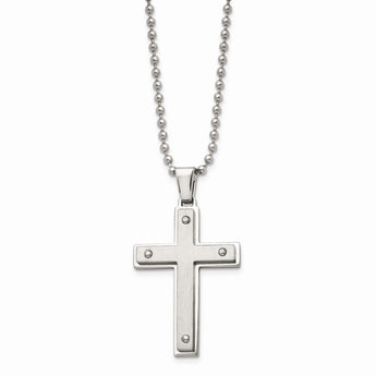 Stainless Steel Brushed and Polished Cross Necklace