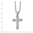 Stainless Steel Brushed and Polished Cross Necklace