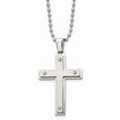 Stainless Steel Brushed and Polished Cross Necklace