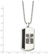 Stainless Steel Brushed and Polished Black IP-plated Cross Dog Tag