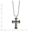 Stainless Steel Polished Solid Black Carbon Fiber Cross Necklace