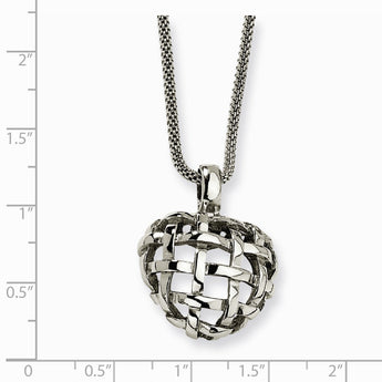 Stainless Steel Heart Pendant 18in Necklace