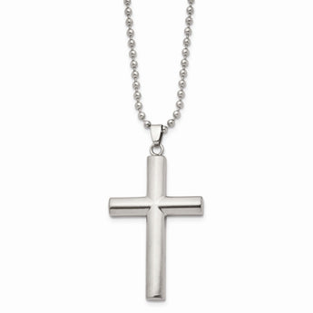 Stainless Steel Brushed/Polished Cross Necklace