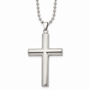 Stainless Steel Brushed/Polished Cross Necklace