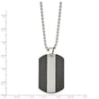 Stainless Steel Polished Studded Black Solid Carbon Fiber Dog Tag Necklace