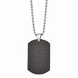 Stainless Steel Brushed Black Solid Carbon Fiber Dog Tag Necklace