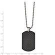 Stainless Steel Brushed Black Solid Carbon Fiber Dog Tag Necklace