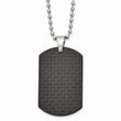 Stainless Steel Brushed Black Solid Carbon Fiber Dog Tag Necklace