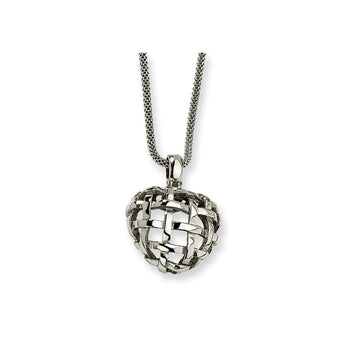 Stainless Steel Heart Pendant 18in Necklace