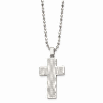 Stainless Steel Polished Laser cut Cross Necklace