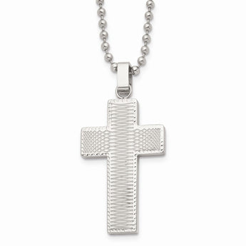 Stainless Steel Polished Laser cut Cross Necklace